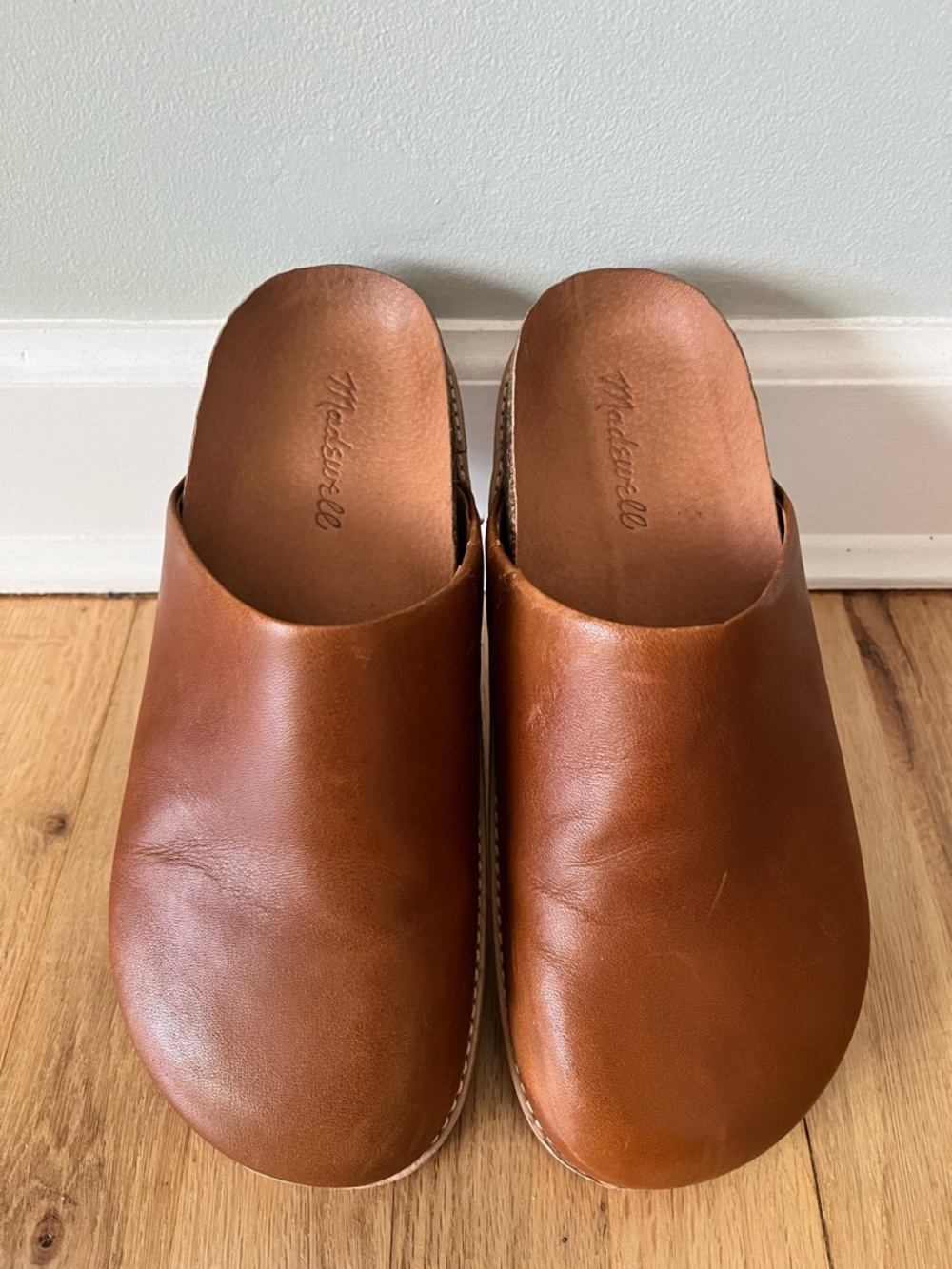Madewell Cognac Leather Slip-On Clogs